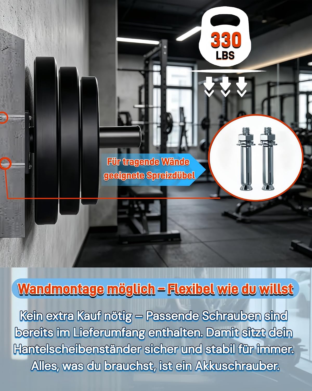 Hantelscheibenständer Wandmontage 2er-Set