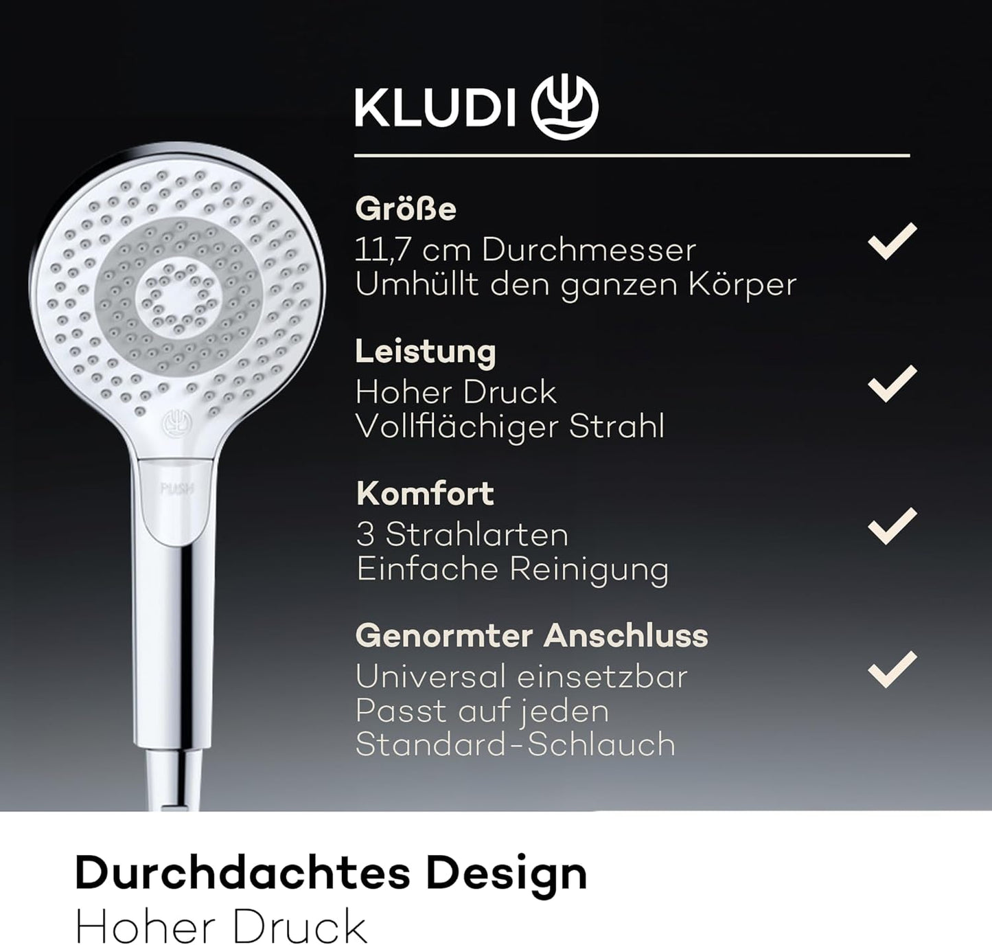 X3 Duschkopf, 3 Strahlarten Chrom