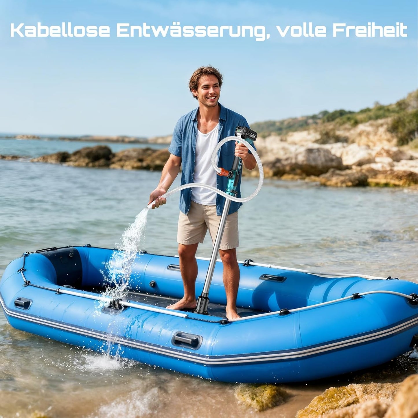 Akku-Regenfasspumpe mit Ladegerät