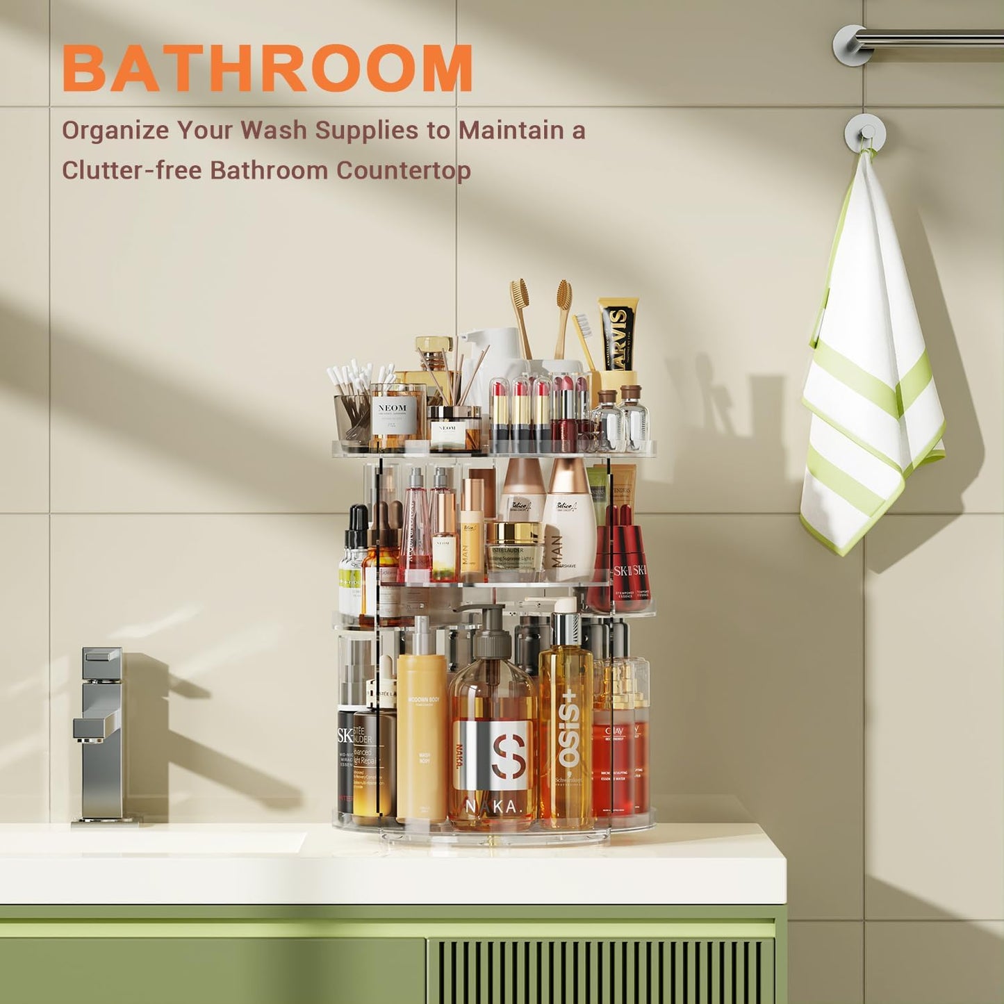 Schminktisch-Organizer, Glastransparent-9 Stufen