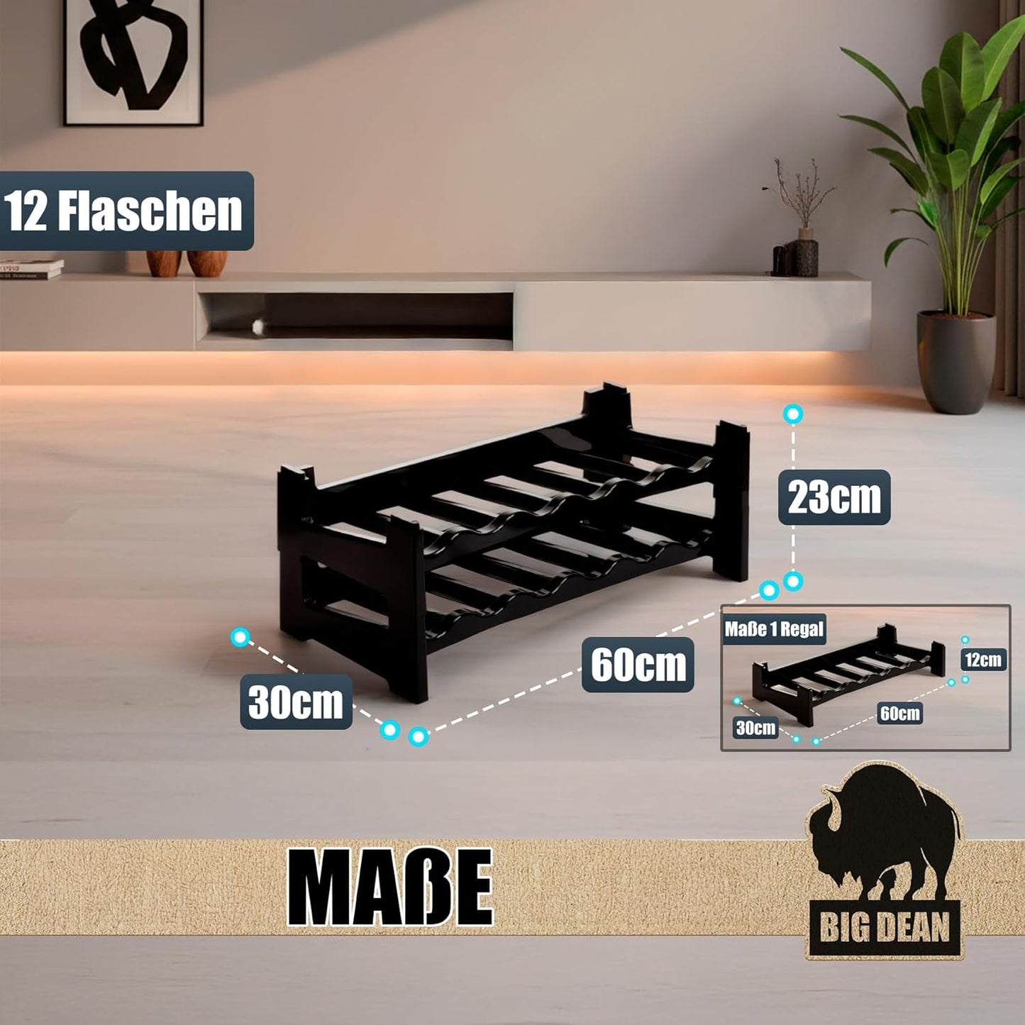 Stapelbares Flaschenregalsystem für 12 Flaschen (2 Stück), 2 Stück (12 Flaschen)