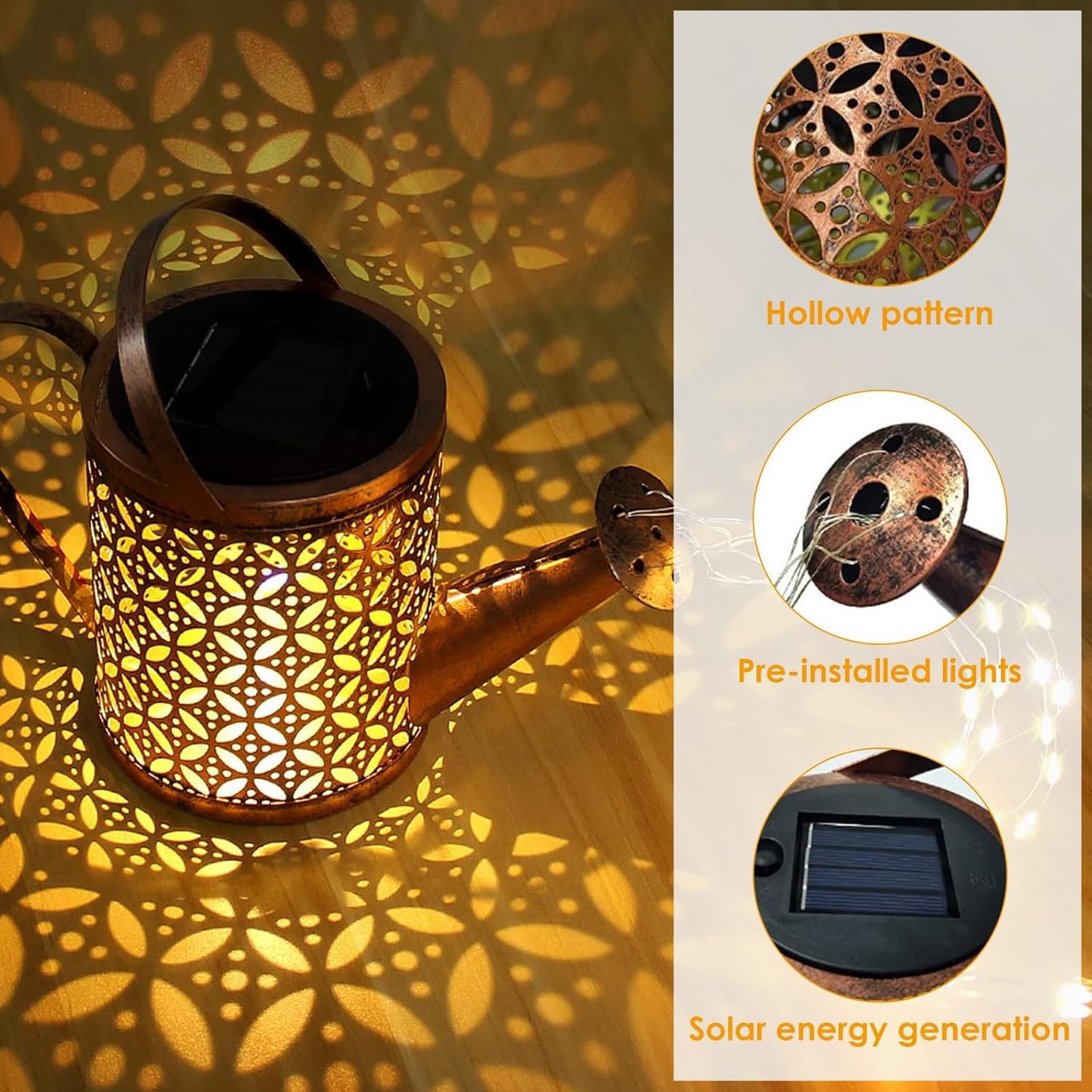 Solar Giesskanne mit Lichterkette, warmweiße