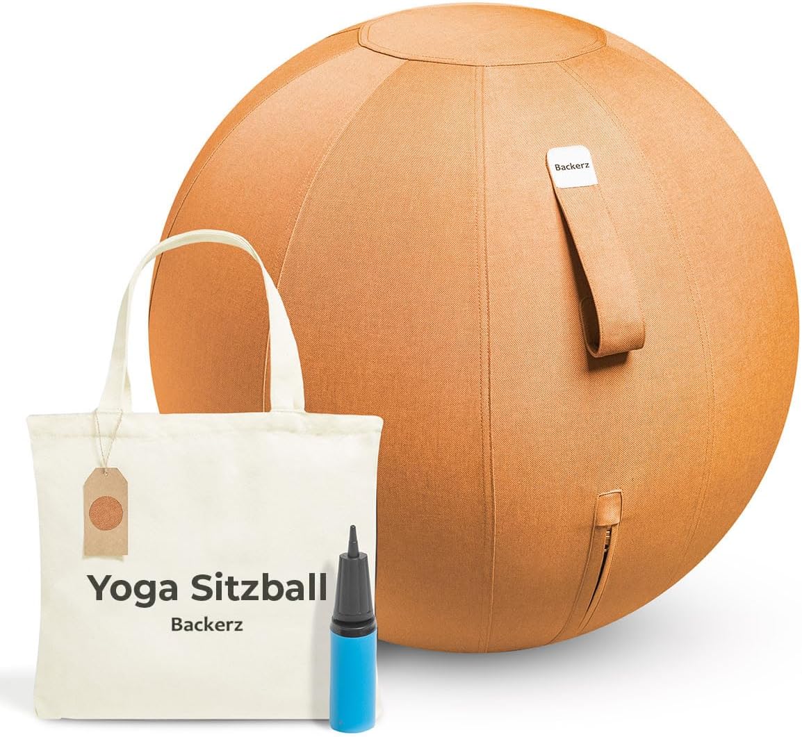 Ergonomischer Büro-Sitzball mit waschbarem Bezug, 65 cm Orange