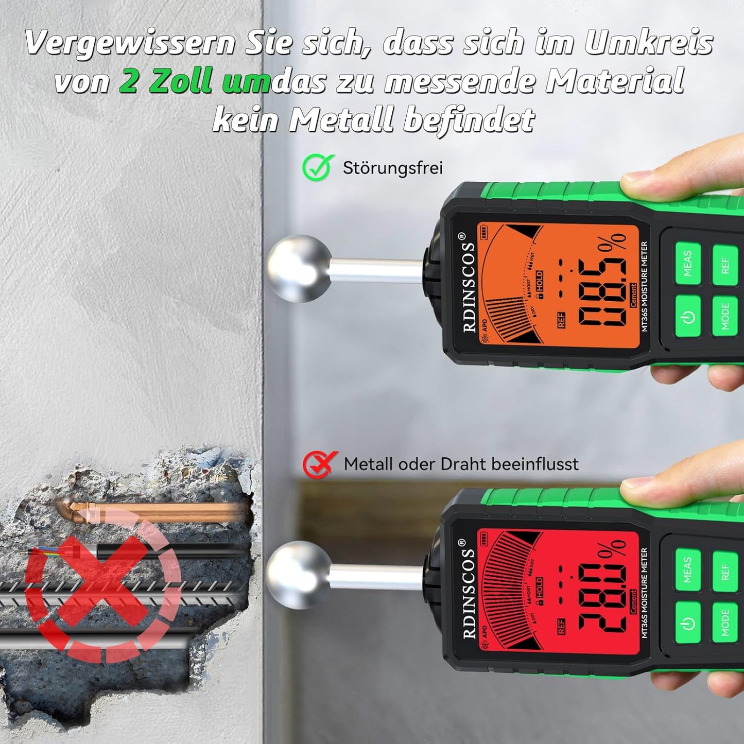 Feuchtigkeitsmessgerät für Wände und Mauerwerk, MT36S01