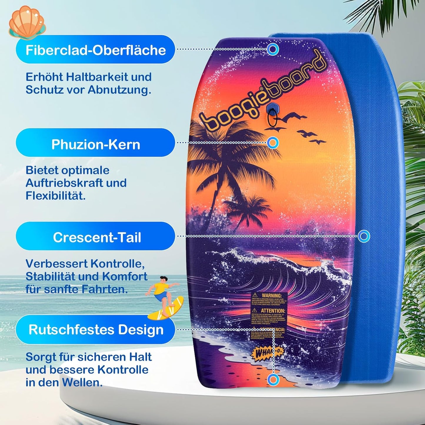 2er Bodyboard Set mit Leash (2er-Pack), BEACH 1
