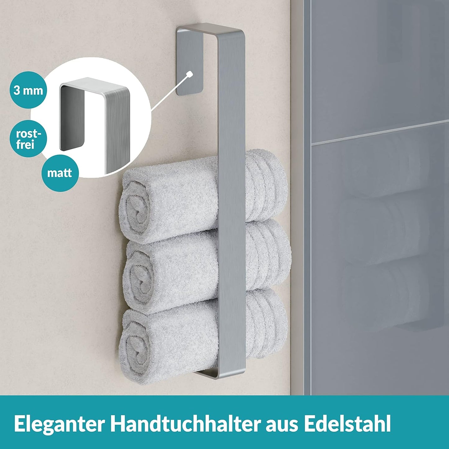 Handtuchhalter ohne Bohren, Silber 45 cm