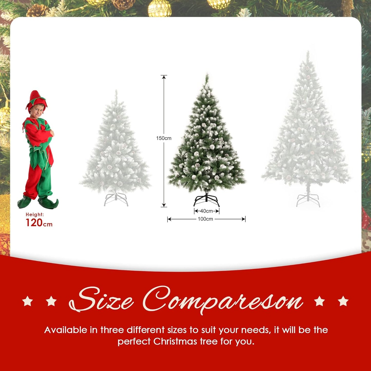 Künstlicher Weihnachtsbaum mit Schnee-Effekt (150 cm), 150 cm Schnee-effekt