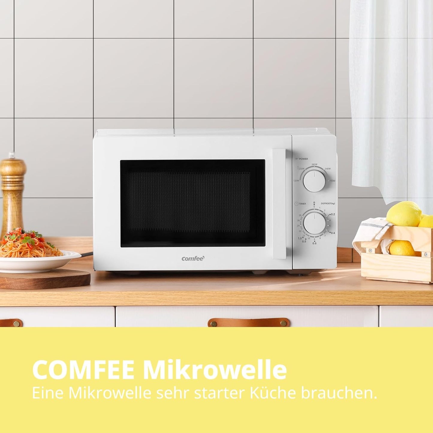 CMSN 20 wh Mikrowelle mit 5 Leistungsstufen, 20L Kapazität, Mechanisch Weiss 20L