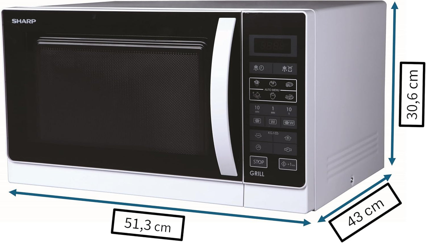 2-in-1 Mikrowelle R742INW mit Grill und LED-Display, Silber, Single