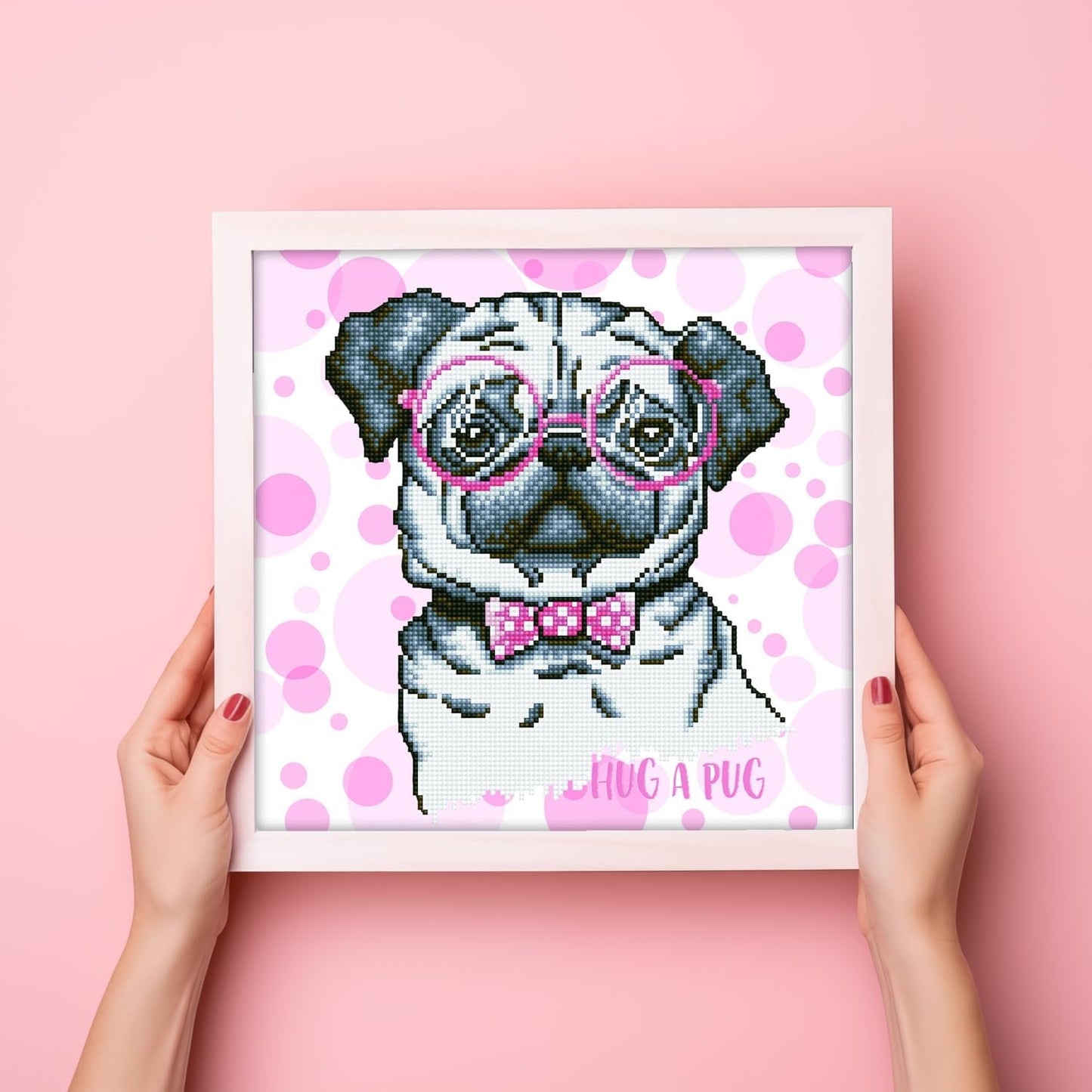 Diamond Painting Set Mops, 35 x 35 cm Hug A Pug
