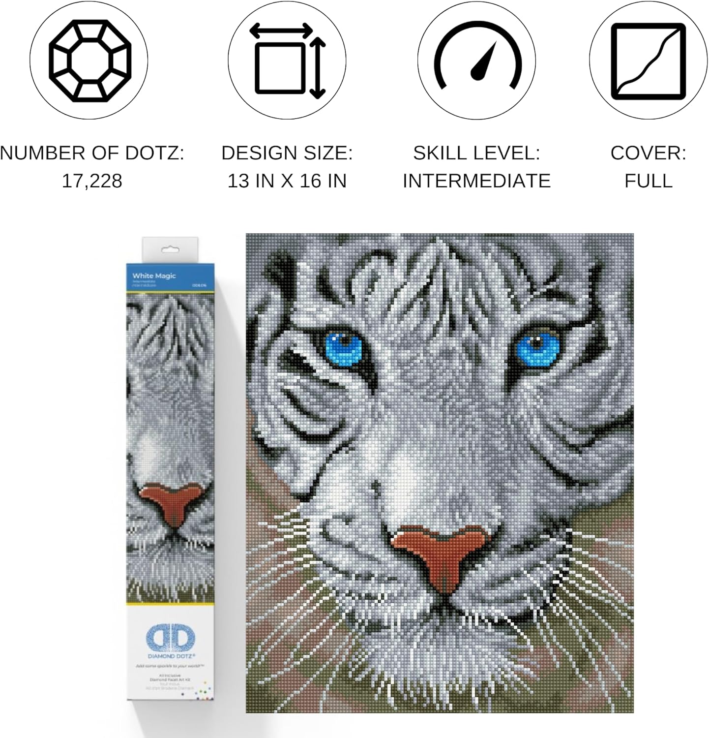 DD8.016 Diamond Painting Set weisser Tiger Magie, Weißer Tiger Magie
