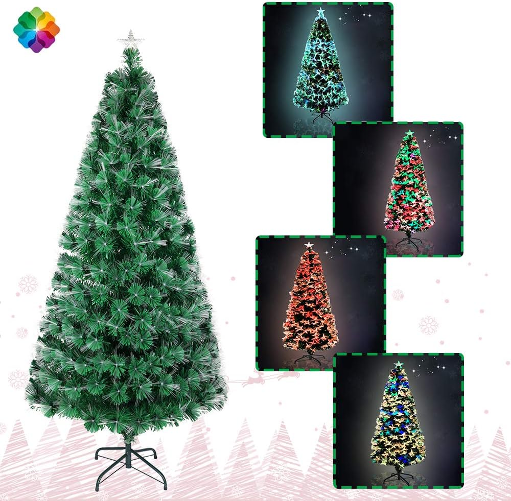 Künstlicher Weihnachtsbaum mit 260 LEDs, 210cm, Led Glasfaser Weihnachtsbaum