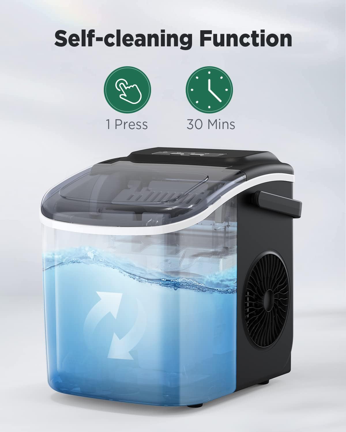 Eiswürfelmaschine, Schwarz 1.2 L