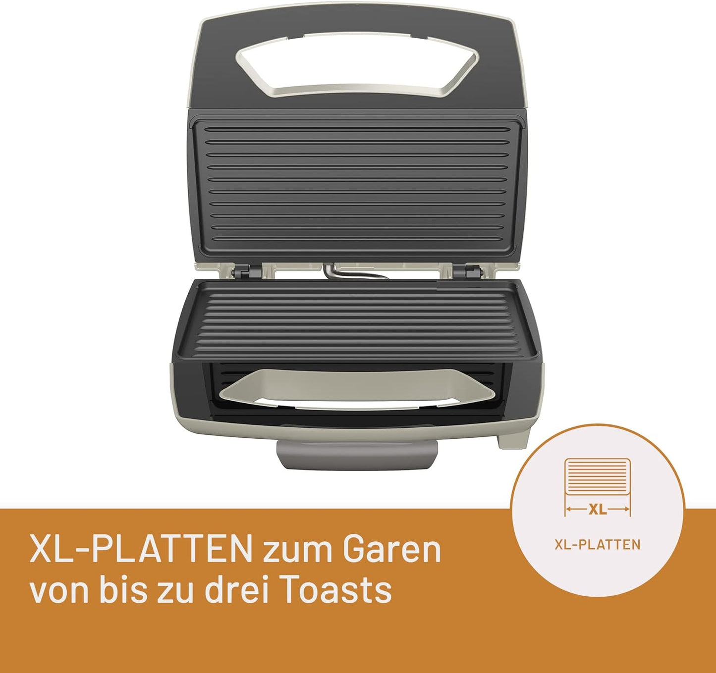 Kompakttoaster mit Antihaftplatten und Riegelhaken