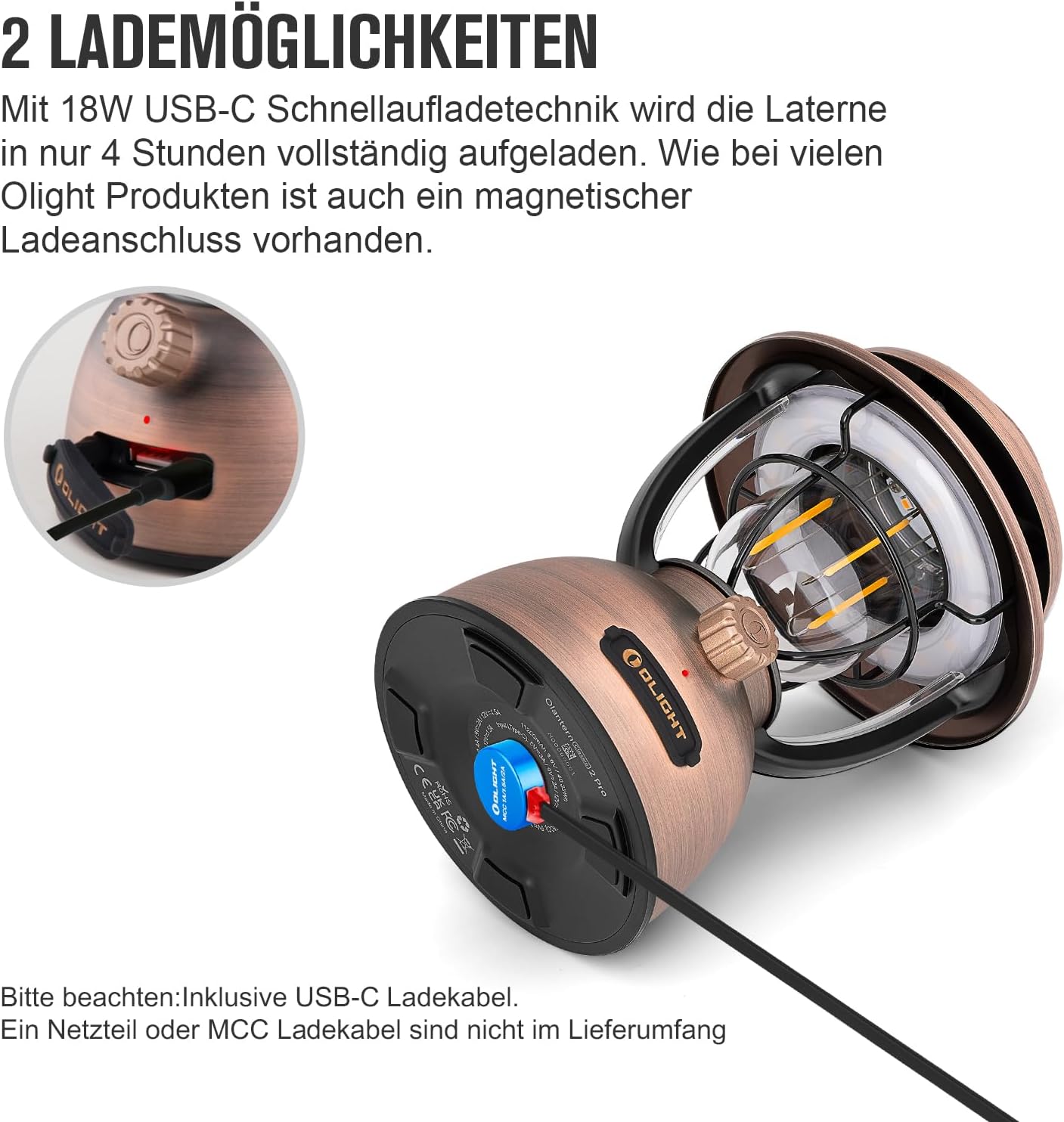 Retro-Campinglaterne mit dimmbarem Licht, Vintage Kupfer Finish