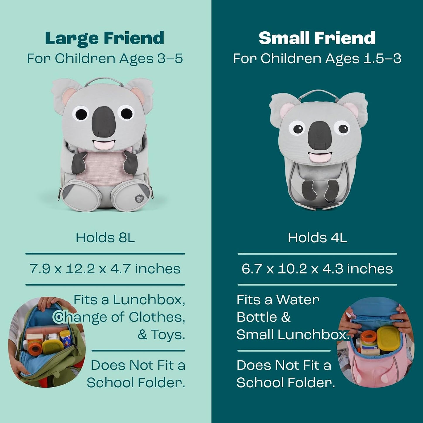 Kindergartenrucksack Grosser Freund, 8 L Koala - Grau