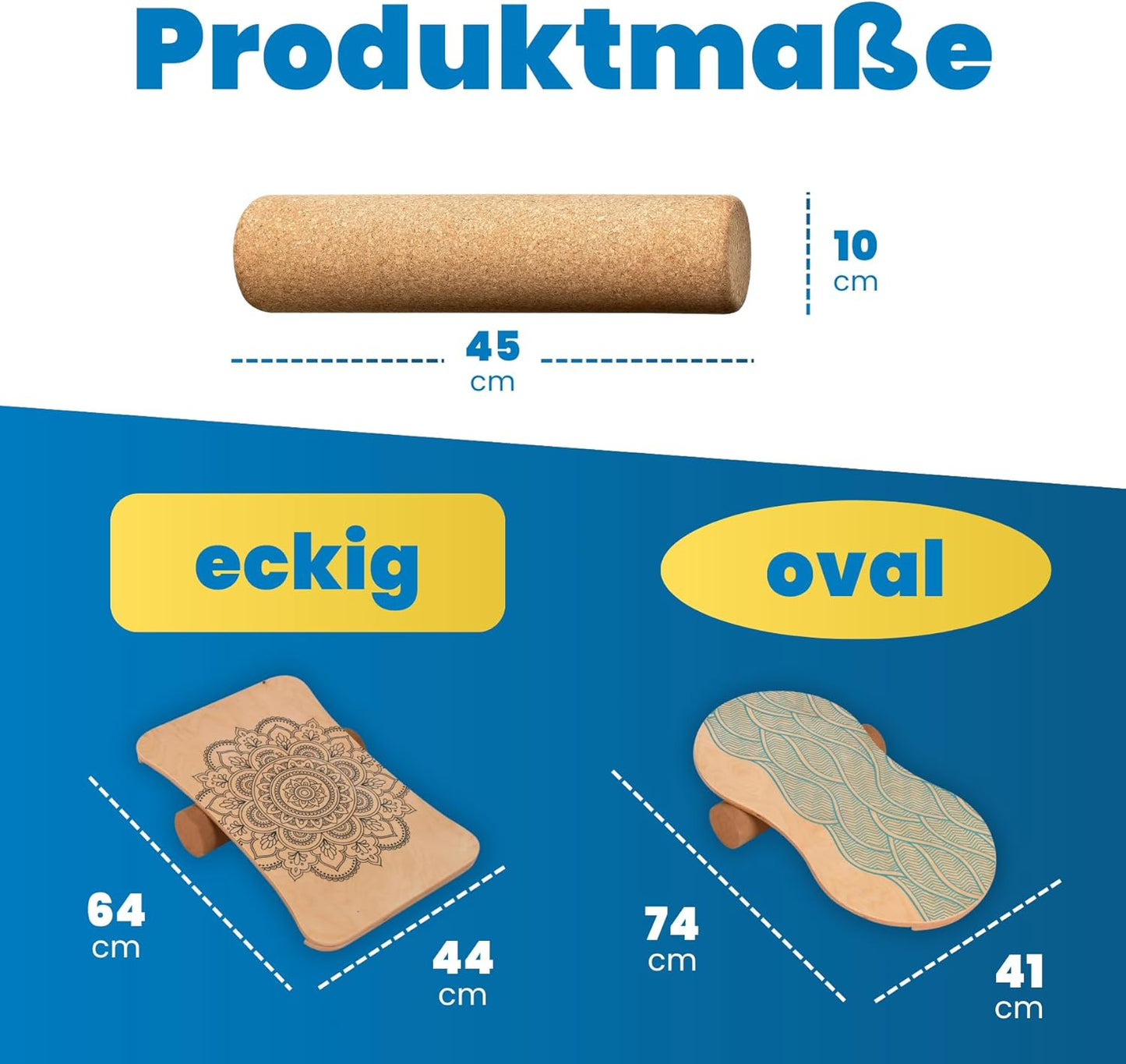 Balance-Board Starter Set mit Korkrolle, oval