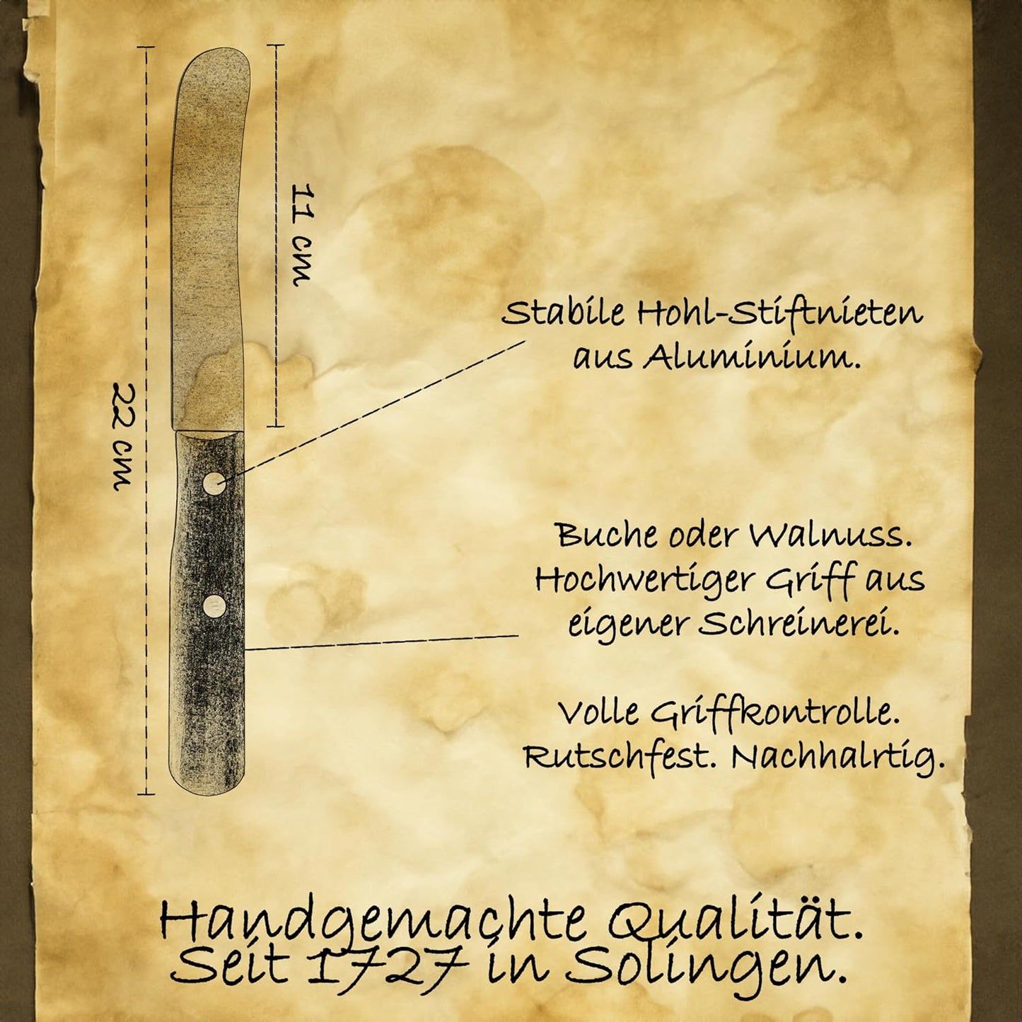 2er-Set Frühstücksmesser, 2x Walnuss