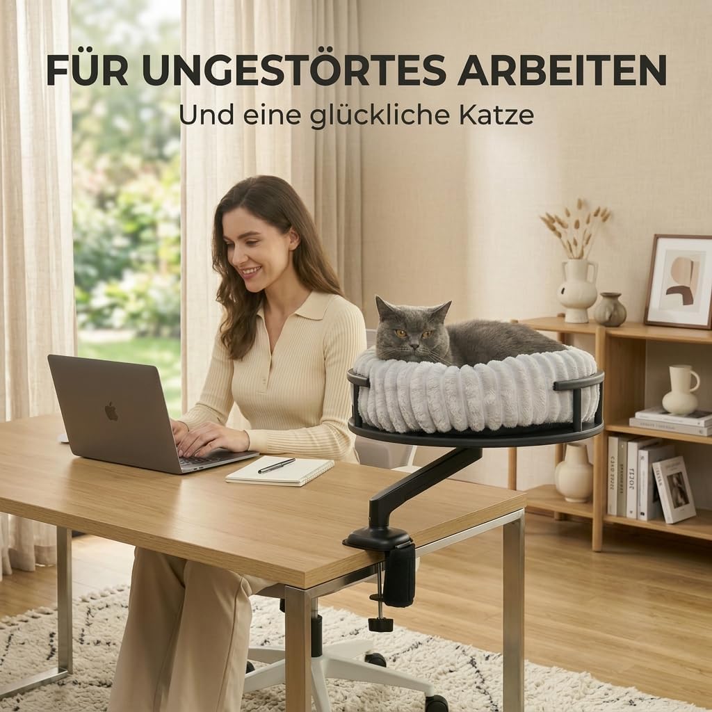 Levi Katzenplattform für Schreibtisch und Fensterbank, Schwarz