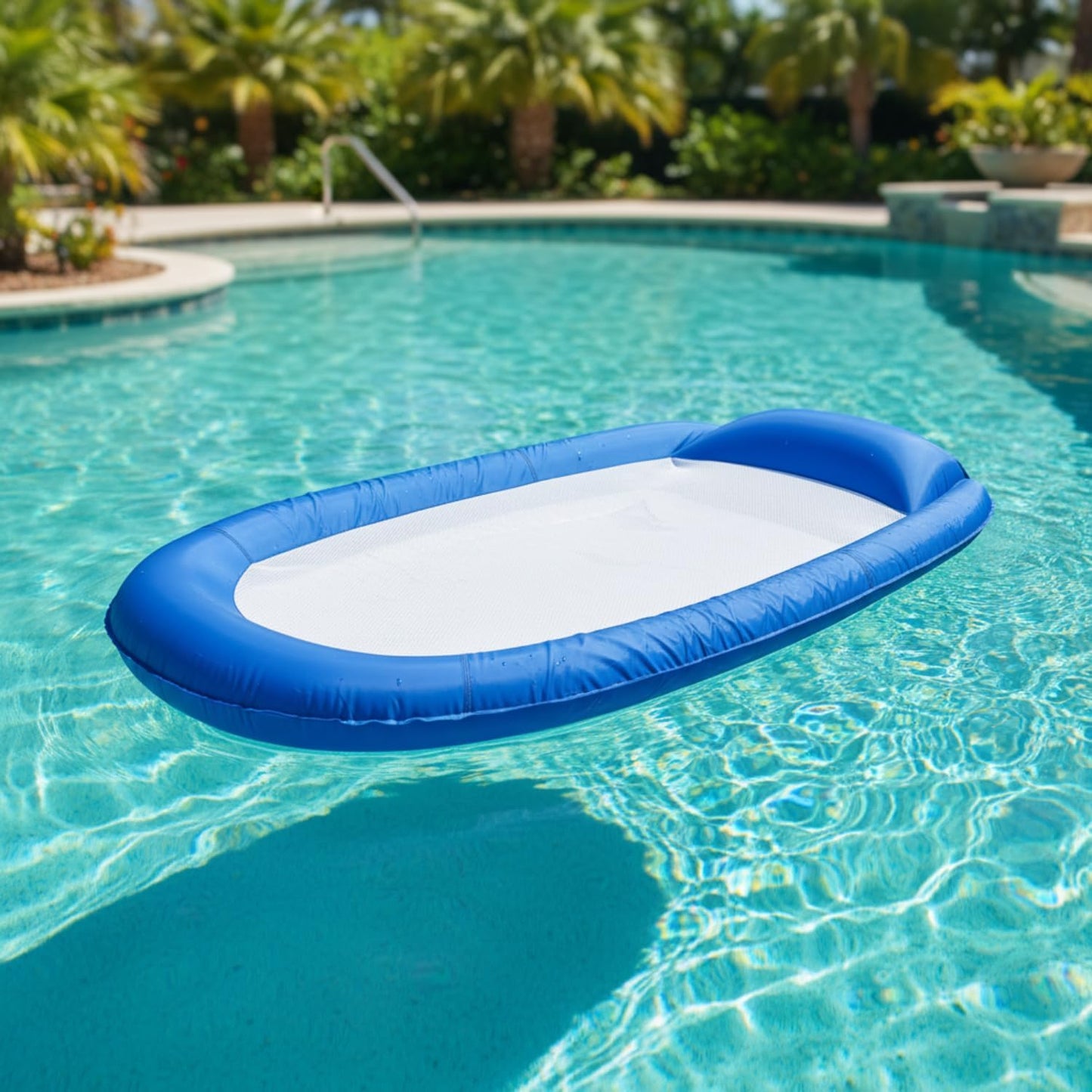 Aufblasbare Wasserhängematte mit Netz, Blau