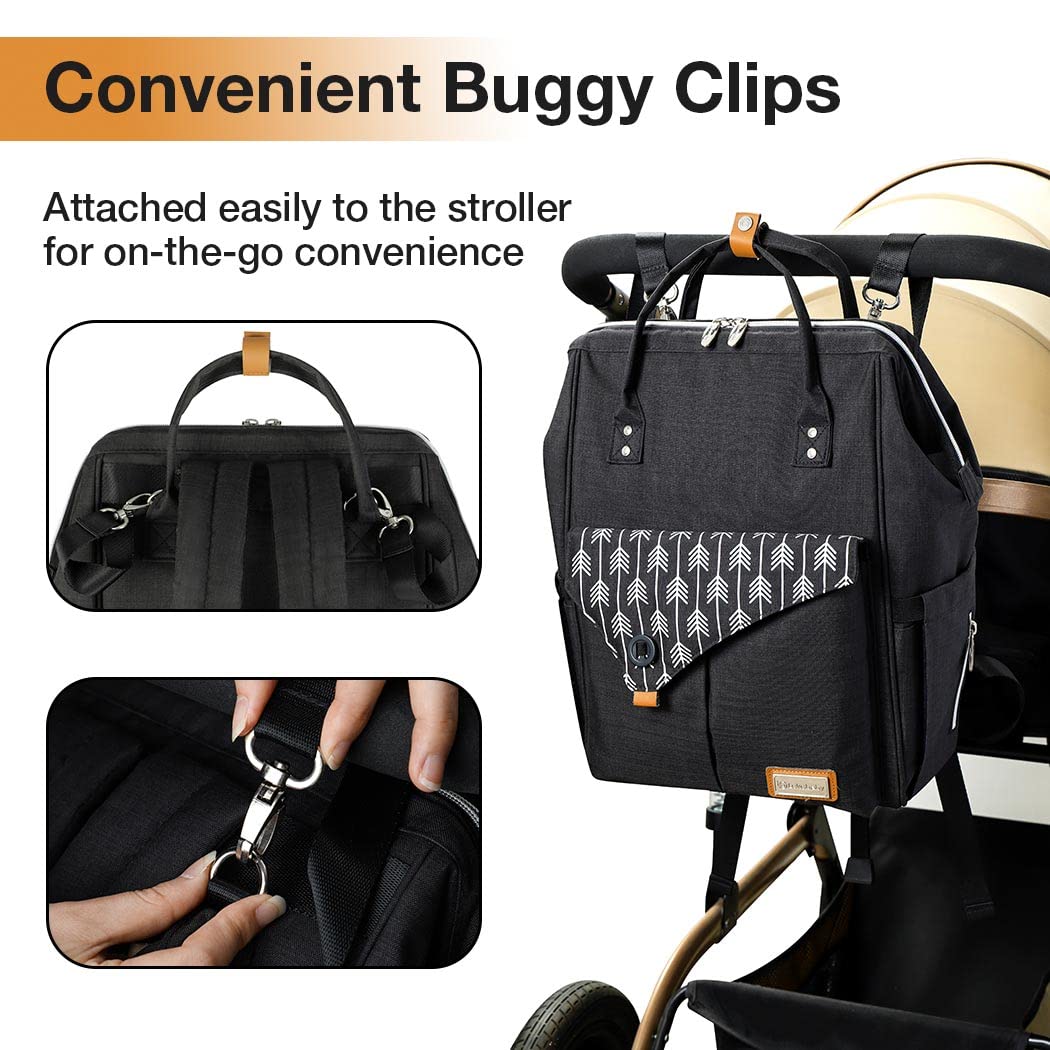 Wickelrucksack mit Wickelunterlage, Schwarz