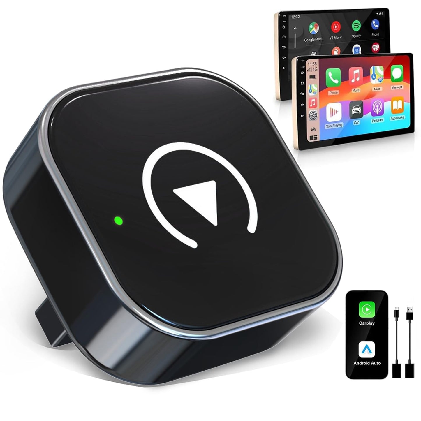 Kabelloser CarPlay & Android Auto Adapter, Schwarz-2in1CP204