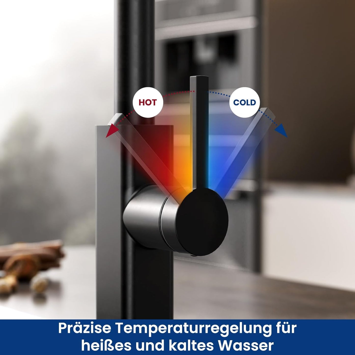 Ausziehbare Küchenarmatur mit Brause, U-Form, Ausziehbar Schwarz