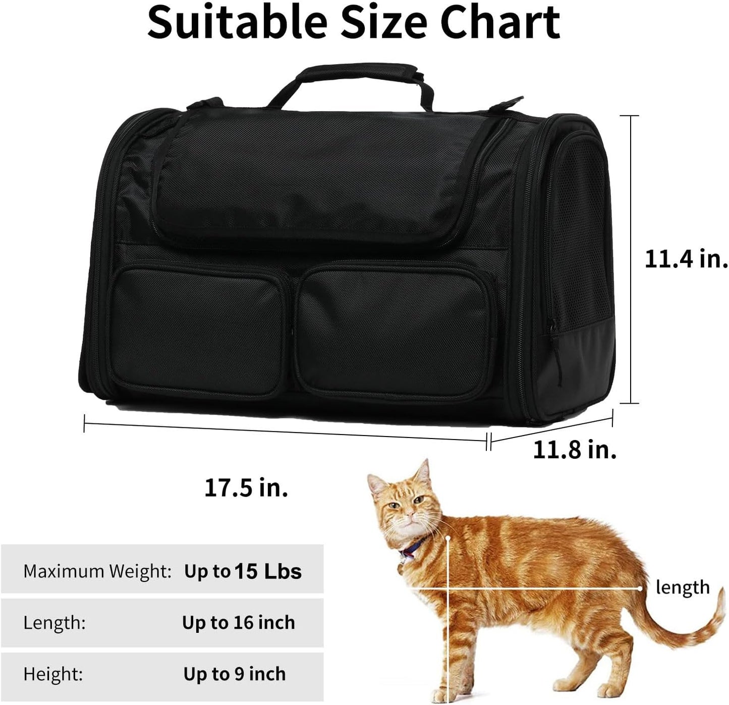Transportbox für Katzen und Hunde, Schwarz