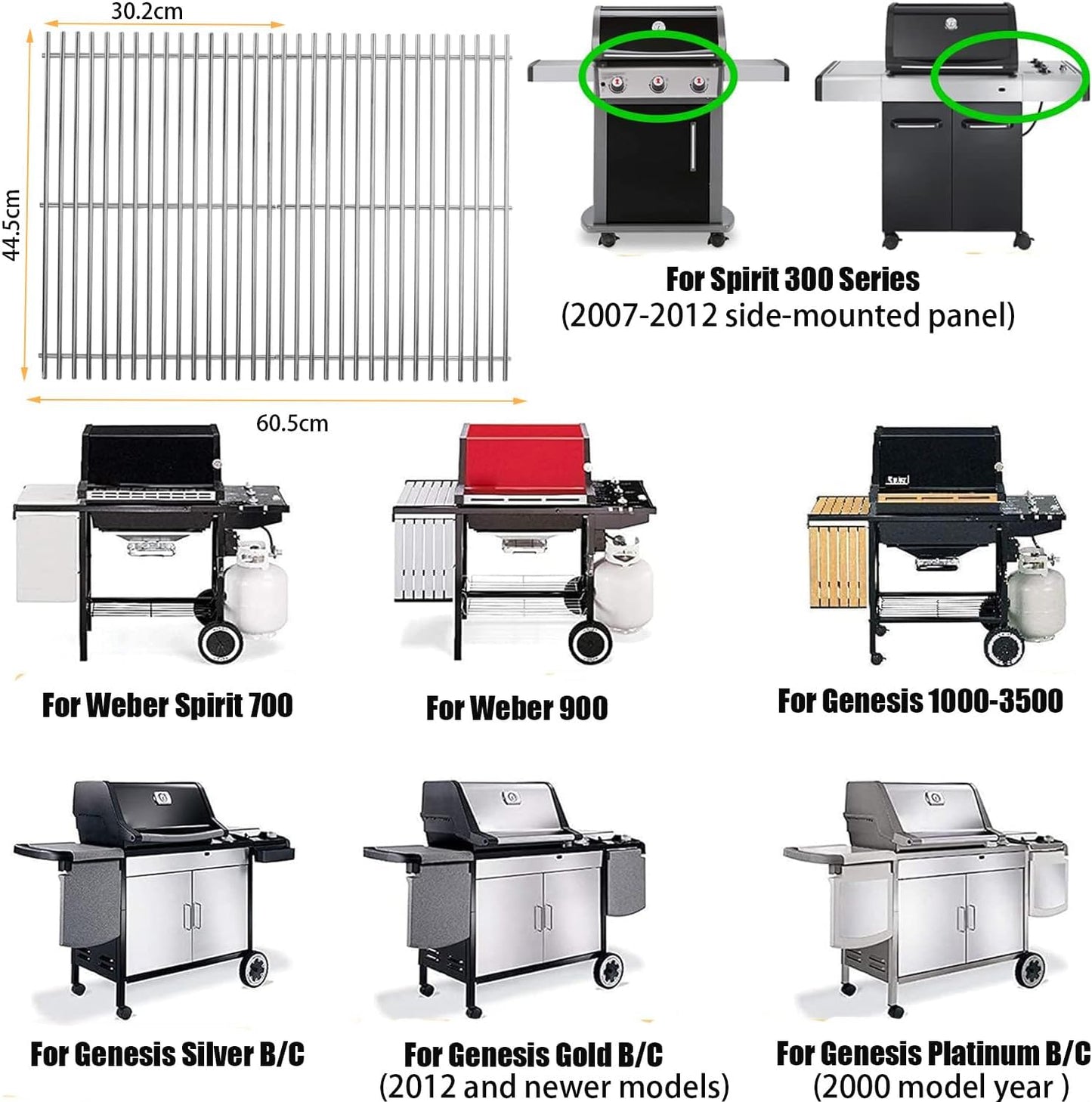 Grillrost für Spirit 300 Serie, Weber Spirit 300 Edelstahl Grillroste
