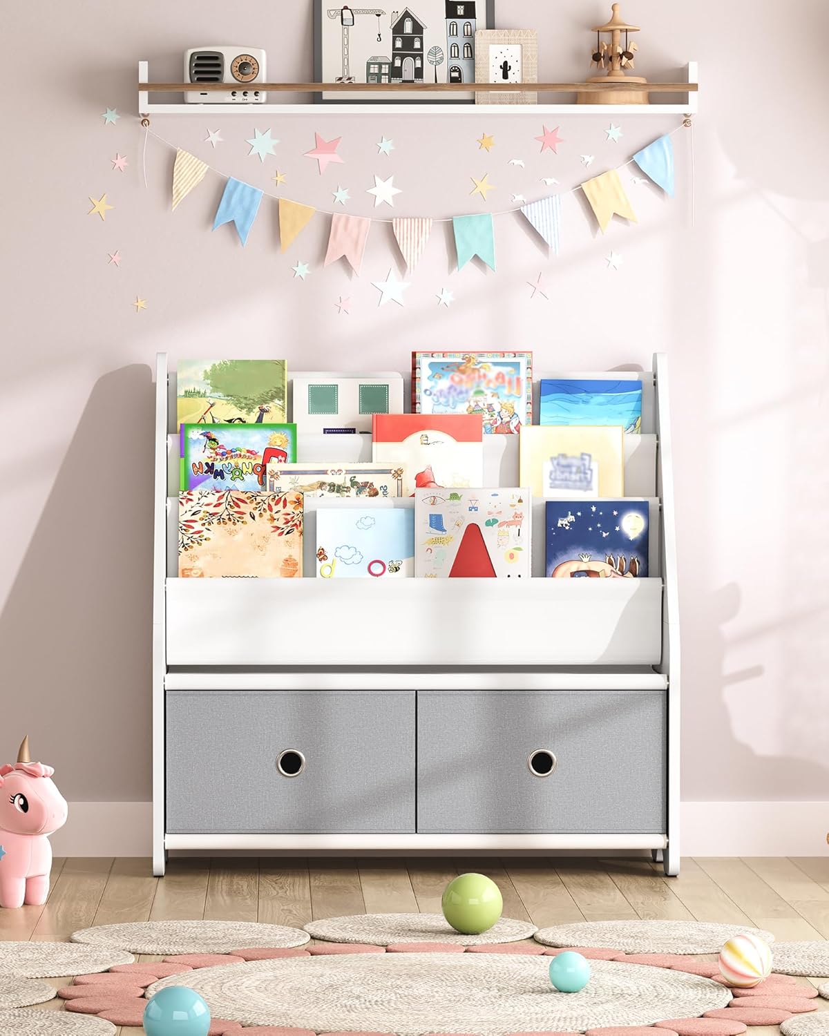 Kinder Bücher- und Spielzeugregal mit Organizer