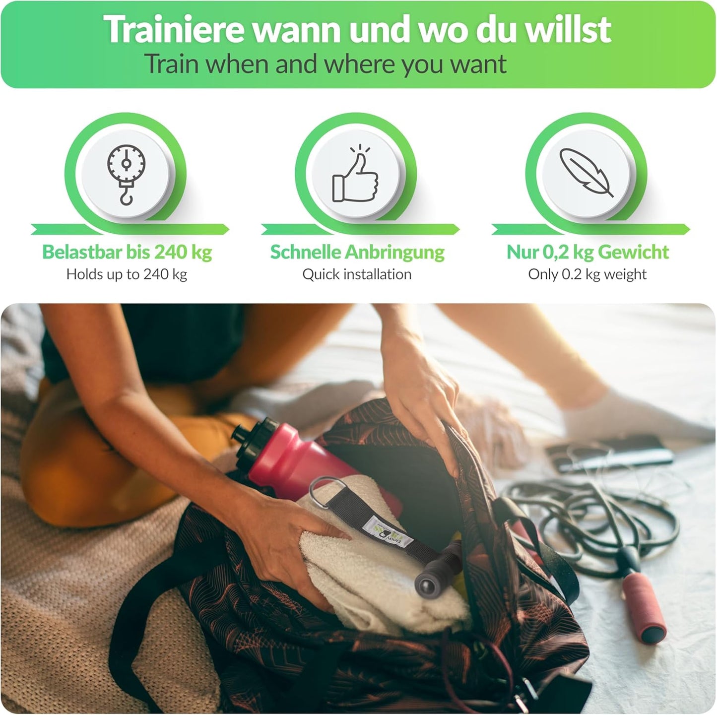Premium Türanker für Indoor & Outdoor Training, Schwarz