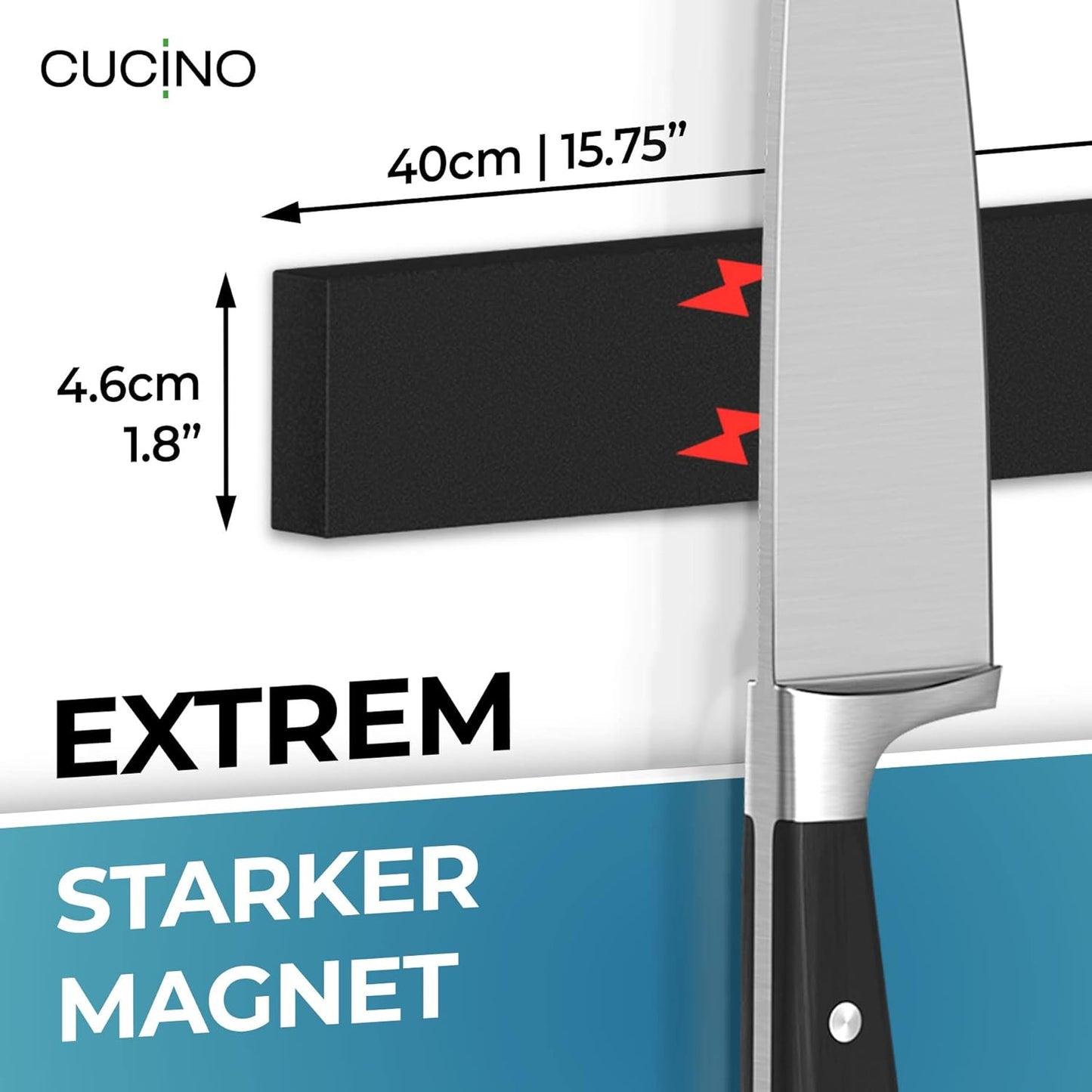 Selbstklebende Messer-Magnetleiste, Metall 40cm
