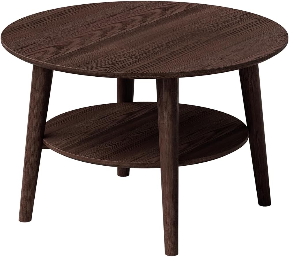 Runder Massivholz-Couchtisch, Braun rund