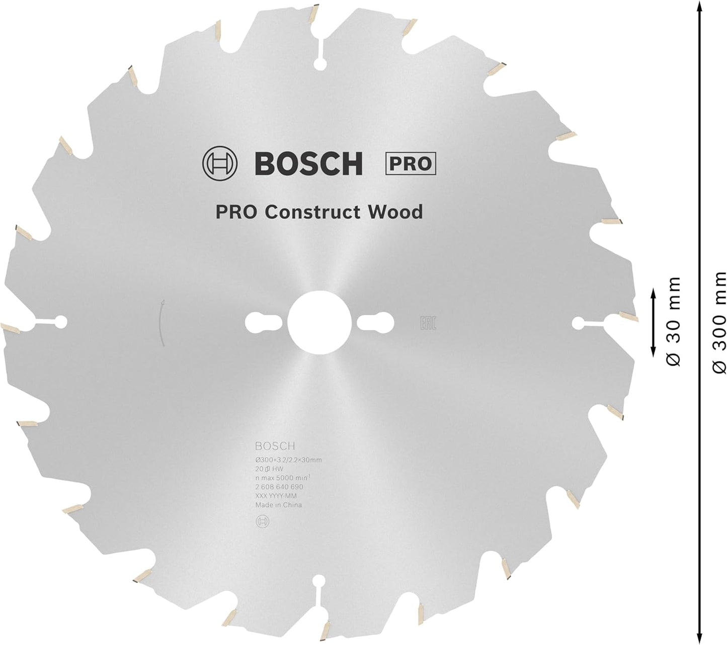 PRO Construction Kreissägeblatt, 300 mm, 20 Zähne, 300 x 3.2/2.2 x 30 mm