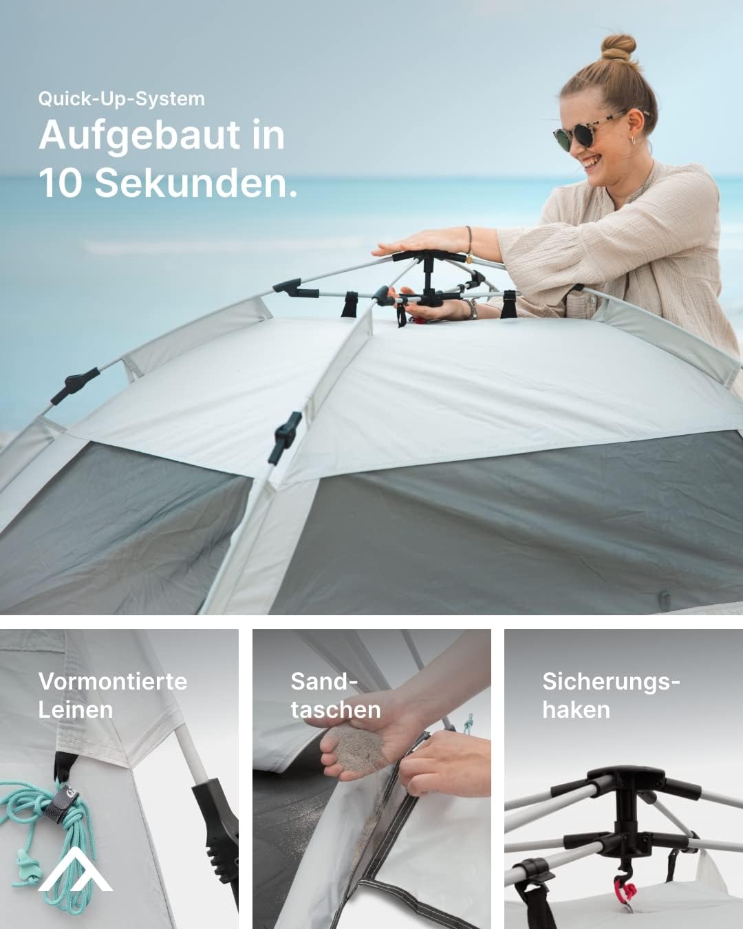 Quick Palm Strandmuschel mit UV-Schutz (UV80), Hellgrau