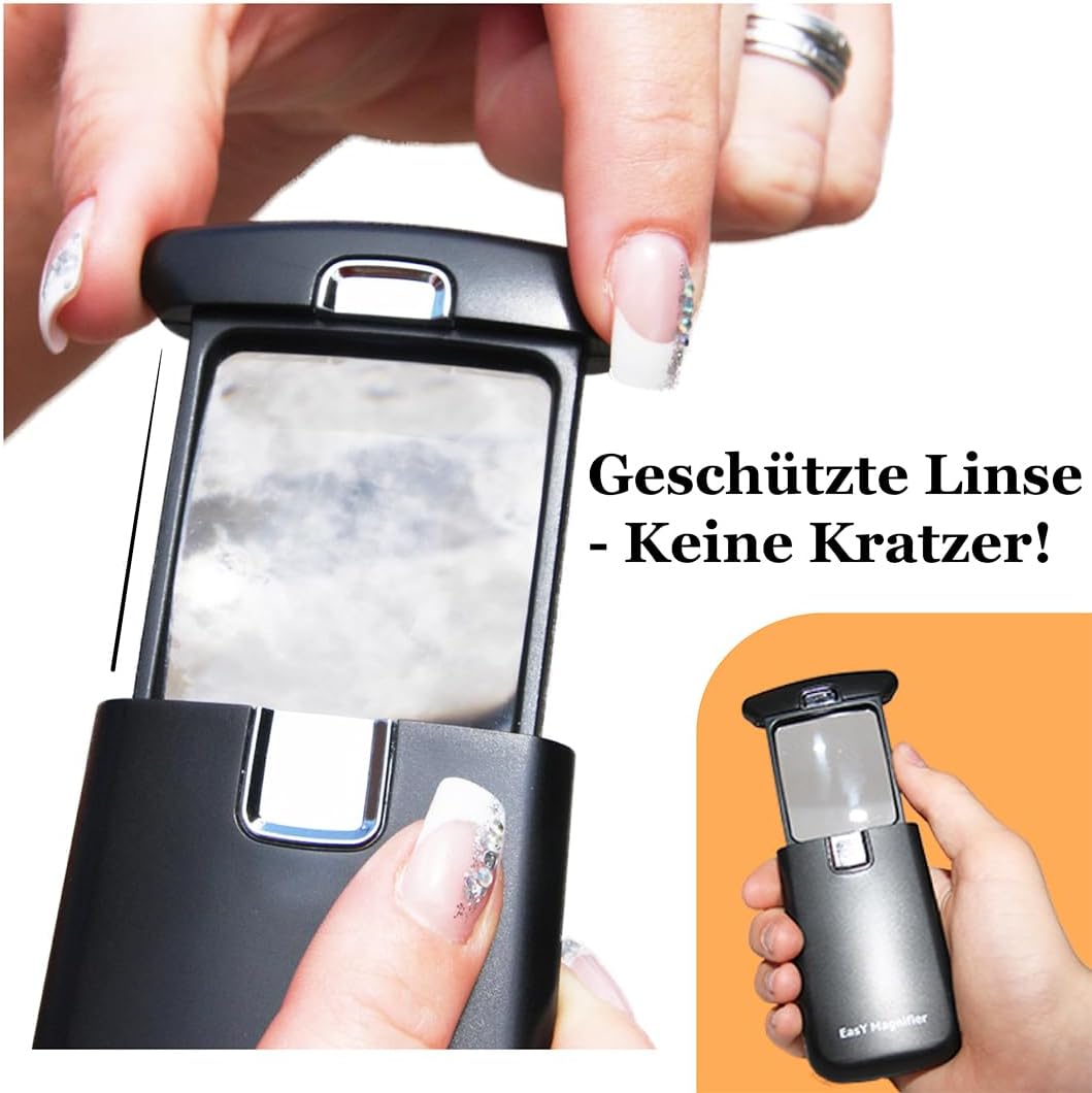 Taschenlupe mit LED-Licht, Jet Black