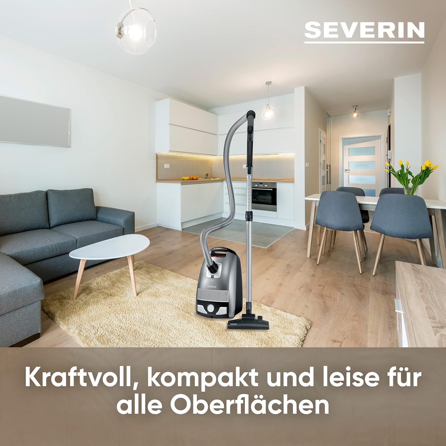 Bodenstaubsauger BC 7045 mit Beutel, 3L. Grau/Weiss, 750 W