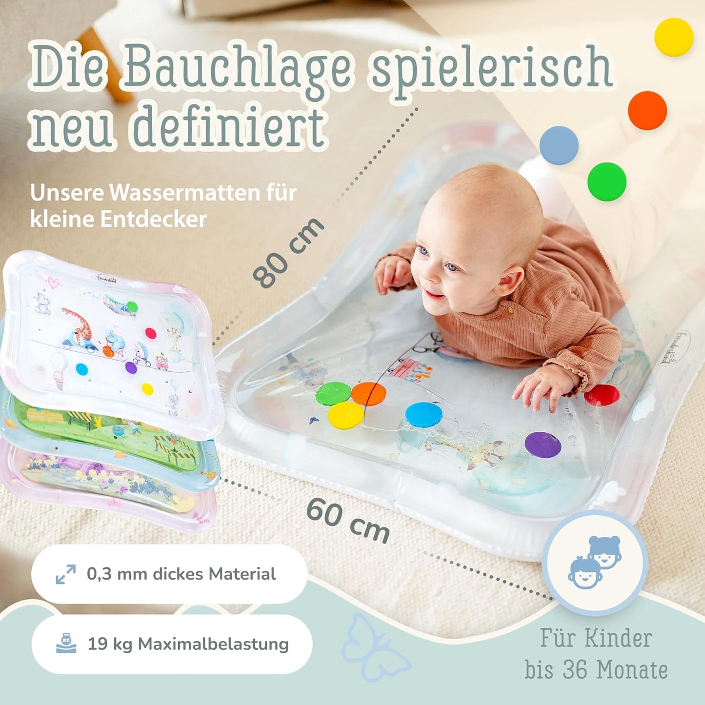 Wasserspielmatte, Zirkustiere (wolkenweiss)