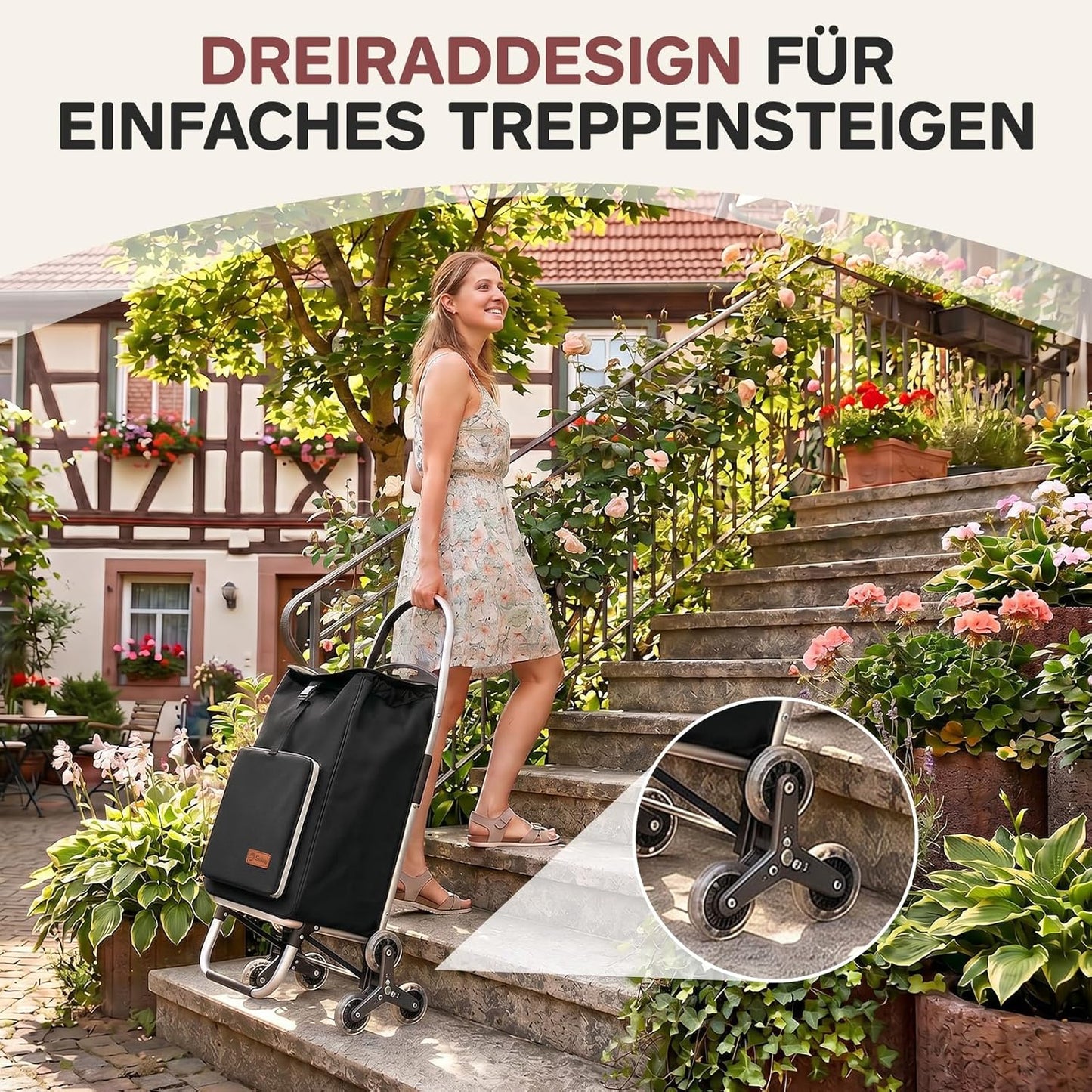 Klappbarer Einkaufstrolley, Schwarz