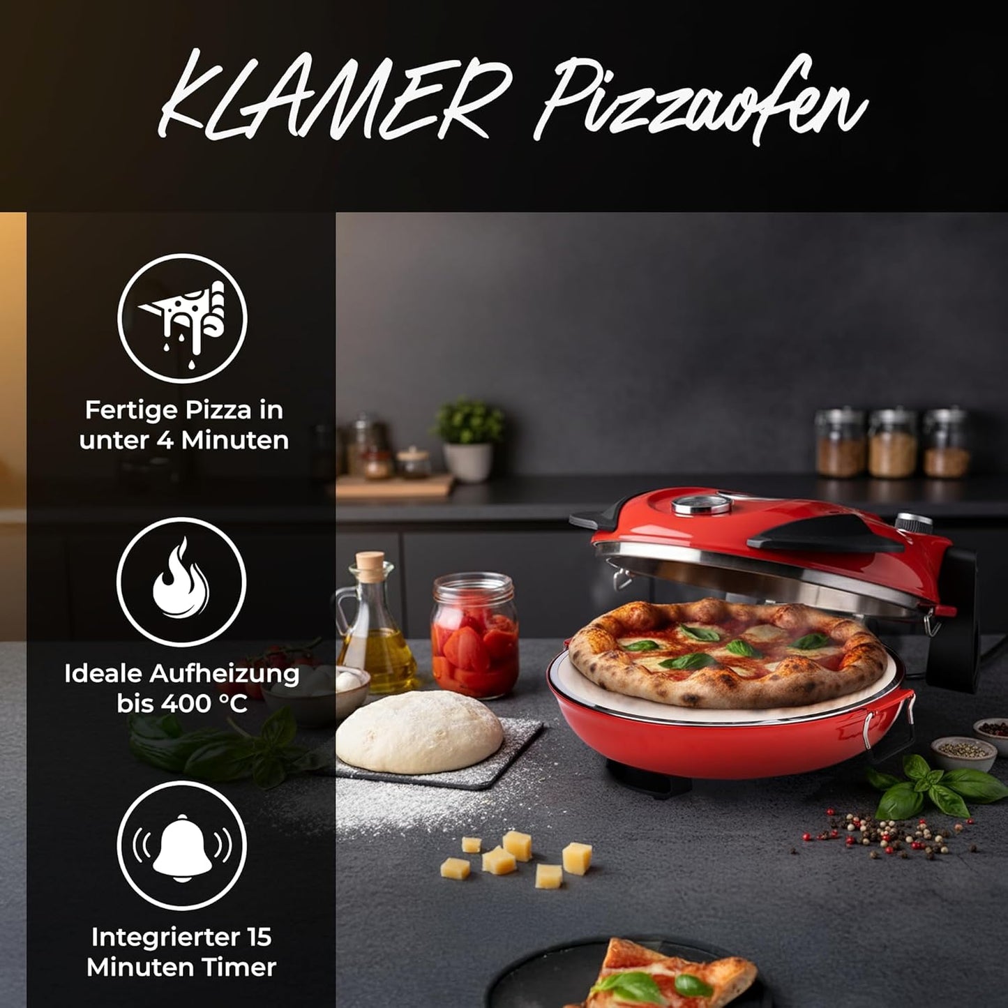 Elektrischer Pizzaofen mit Keramik Pizzastein
