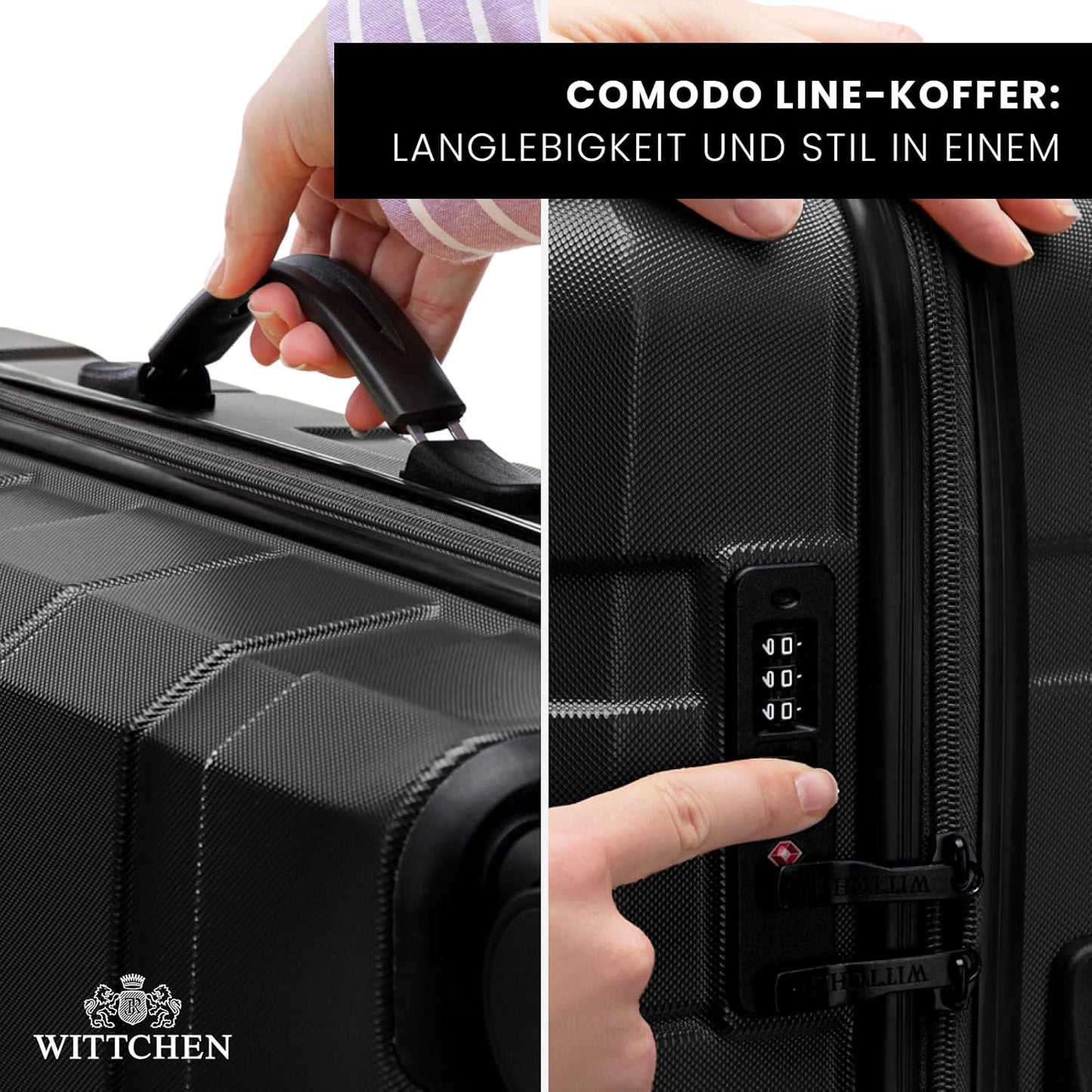 Comodo Line Hartschalenkoffer-Set 3-teilig, Koffer-Set 3tlg. Schwarz