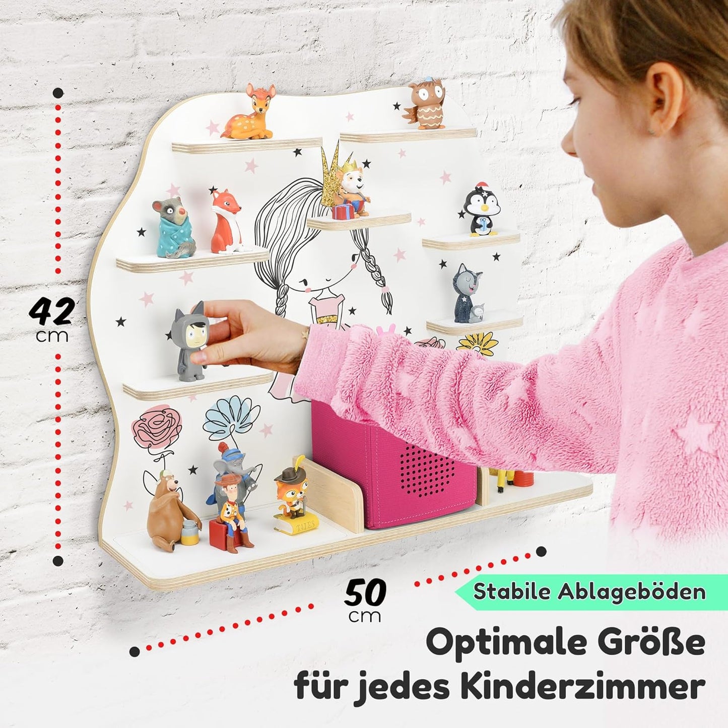 Kinder Regal für Toniebox, 58x53x15 cm (1er Pack) Blumenprinzessin