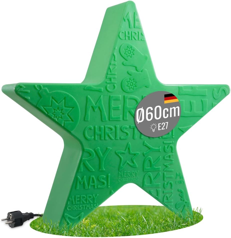 Leuchtstern Merry Christmas, Grün - LED warmweiß