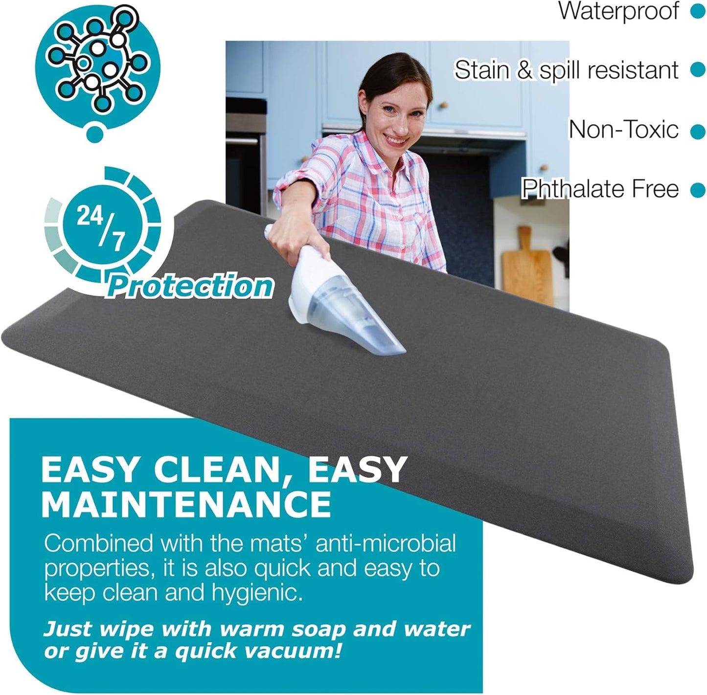 Anti-Ermüdungsmatte für Steharbeitsplätze, Grau 80L x 50B x 2D cm