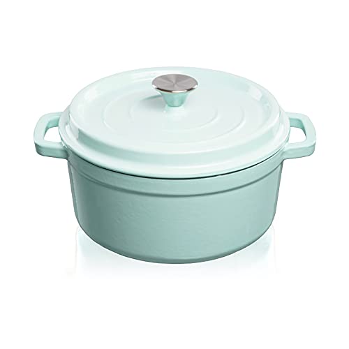 Gusseisen-Schmortopf mit Deckel, Hellblau 4.7L