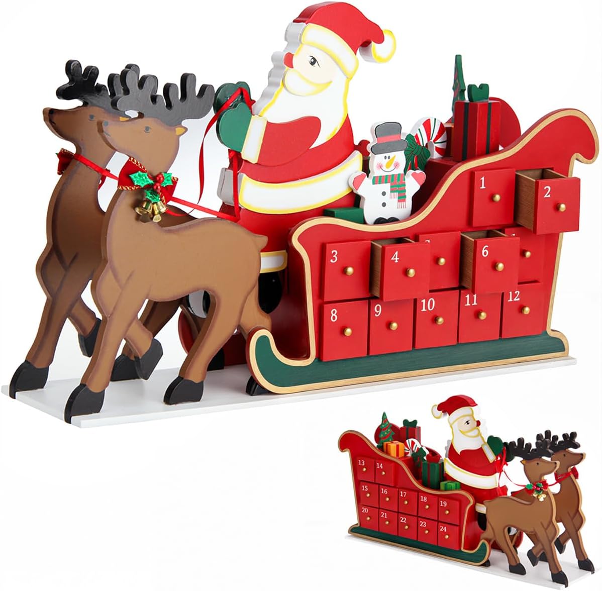 Schlitten, Weihnachtsmann mit Landschaft
