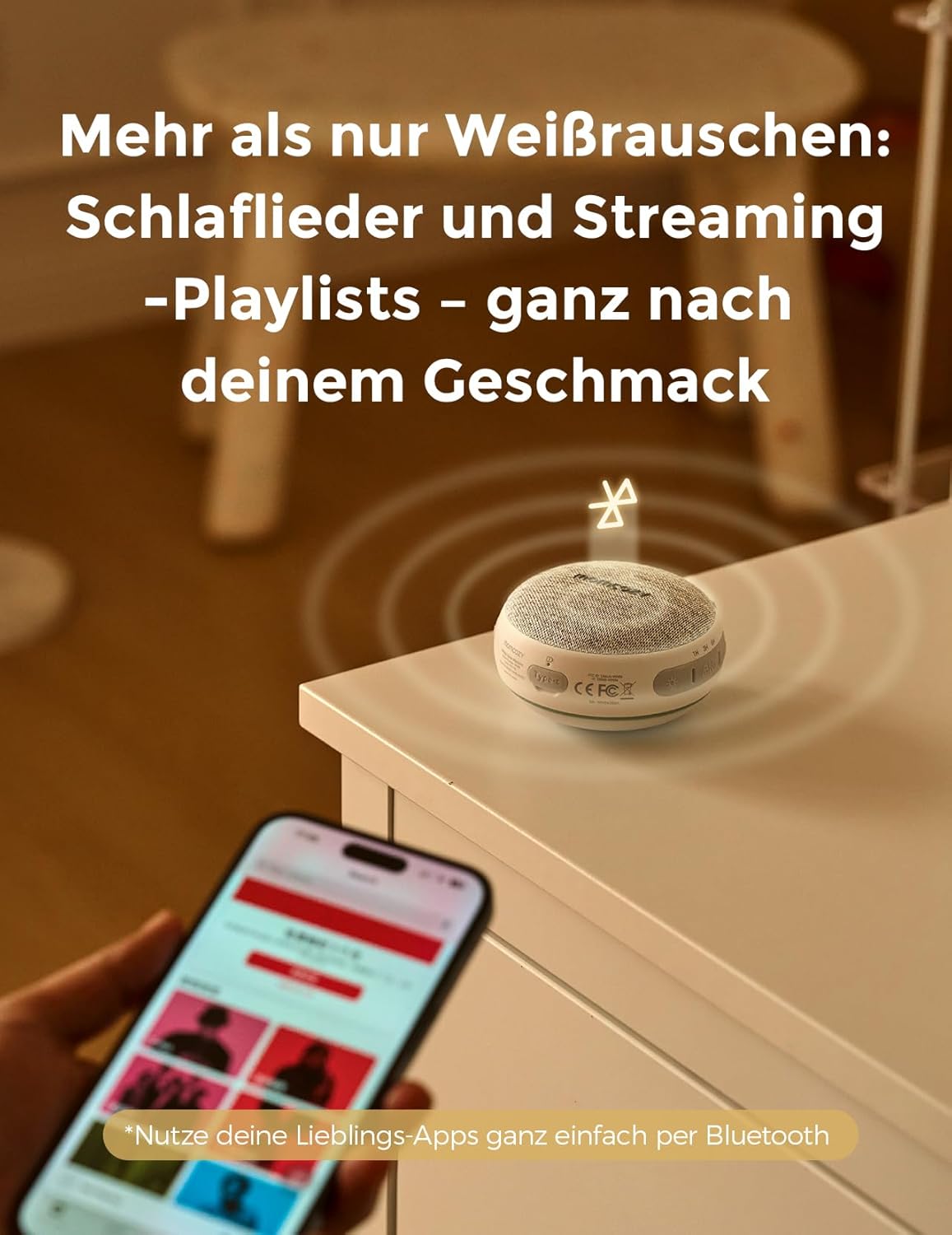 Tragbare White Noise Maschine mit Nachtlicht