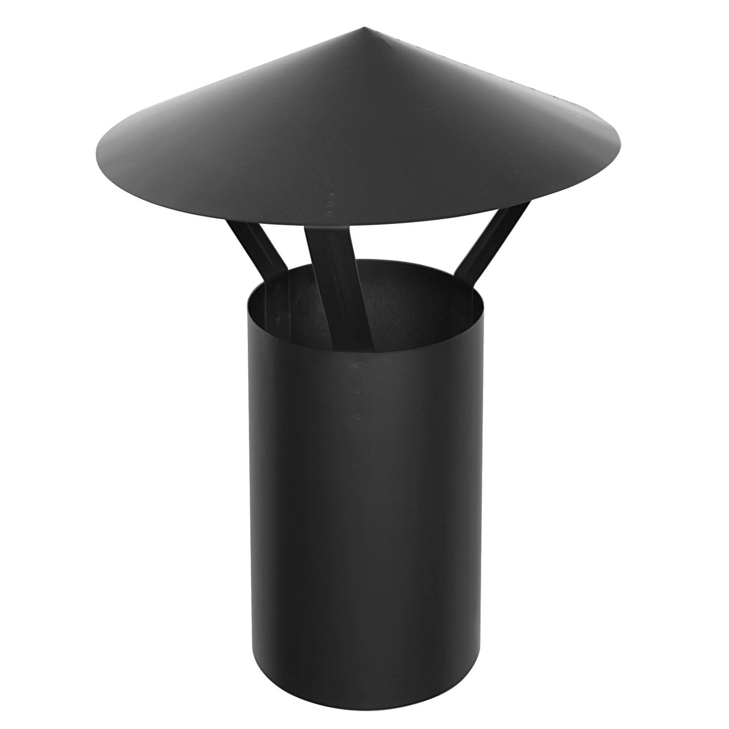 Rauchrohr-Stutzen mit Regenhaube 130 mm, 130 Schwarz