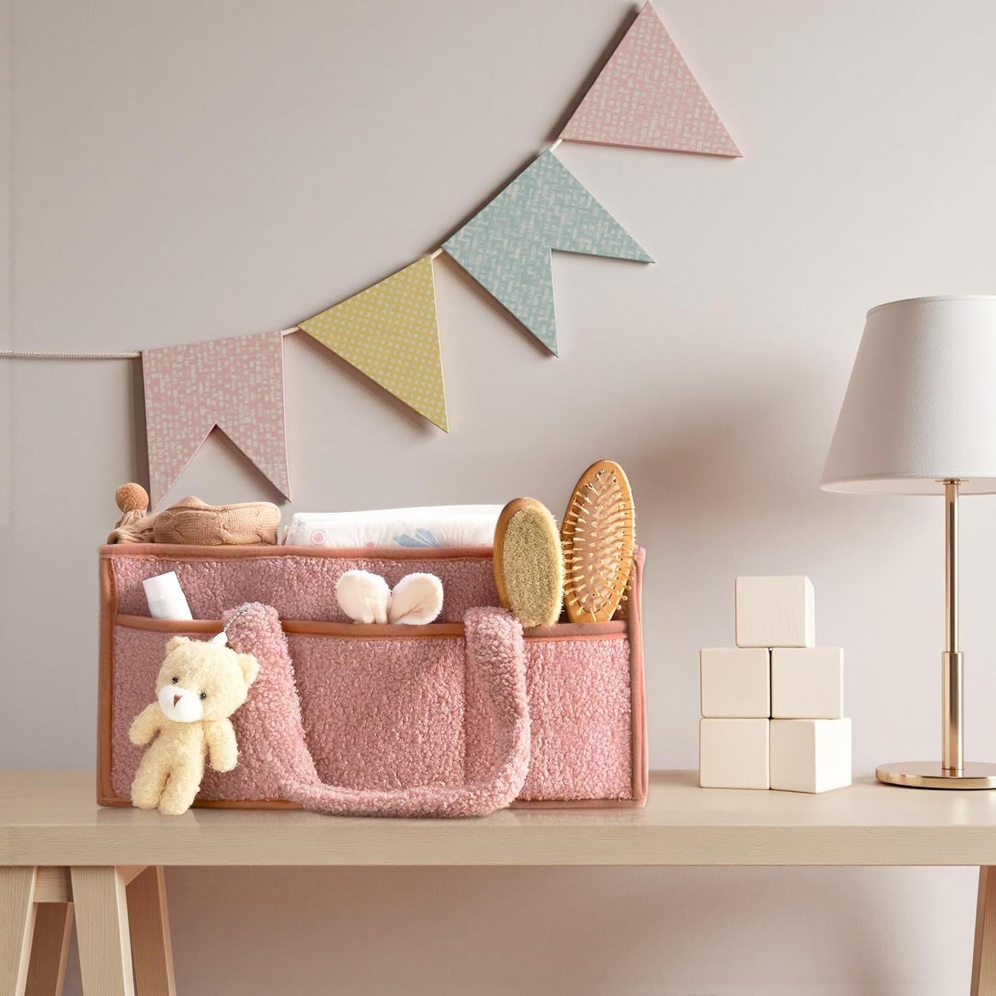 Wickeltisch Organizer mit Fächern, Rosa