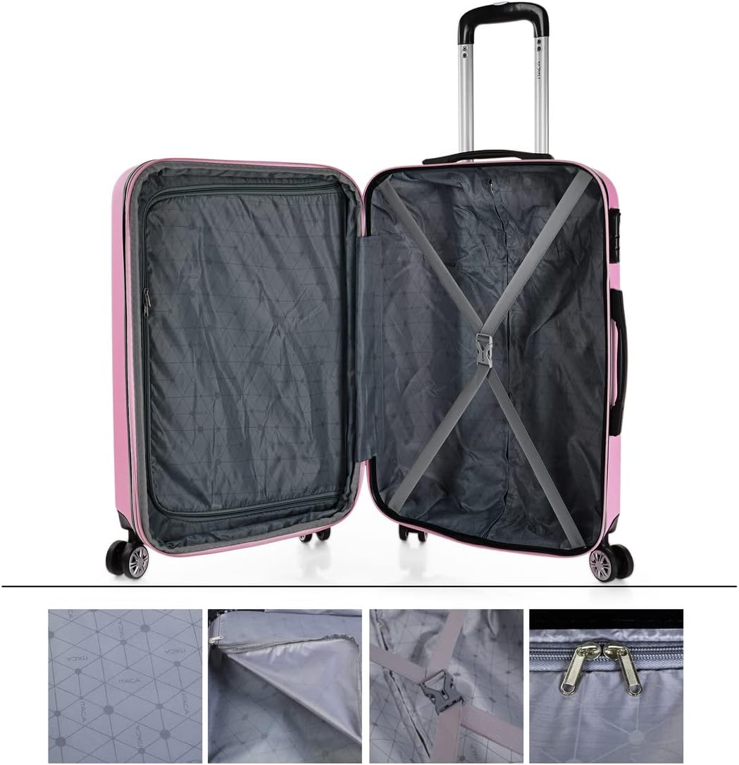 Trolley-Handgepäckkoffer mit Zahlenschloss, Rosa / 55 cm